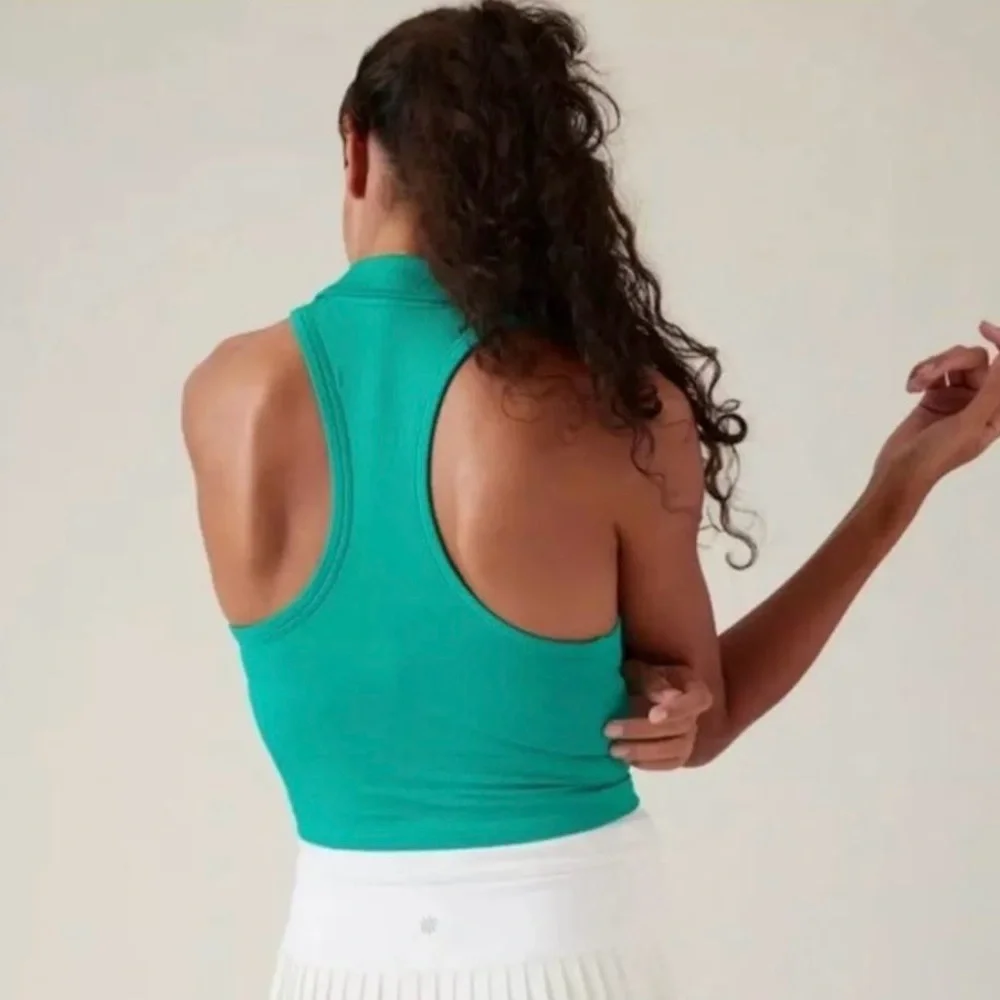 Athleta Aurora Seamless Crop Polo Tank // Tropic Green